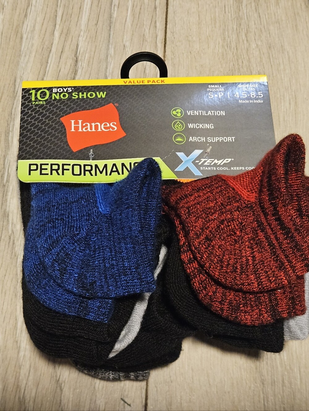 Hanes Boys 10 Pack X-Temp Performance No Show Athletic Socks Size S Shoe 4.5-8.5
